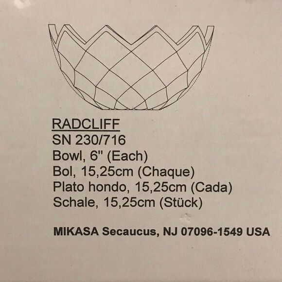 Vintage Mikasa Radcliff Crystal Bowl 6” - Picture 5 of 6